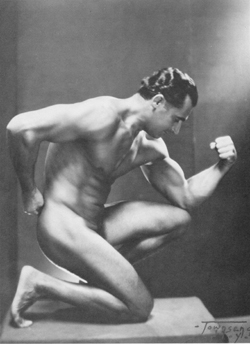 Charles Atlas poses for artist